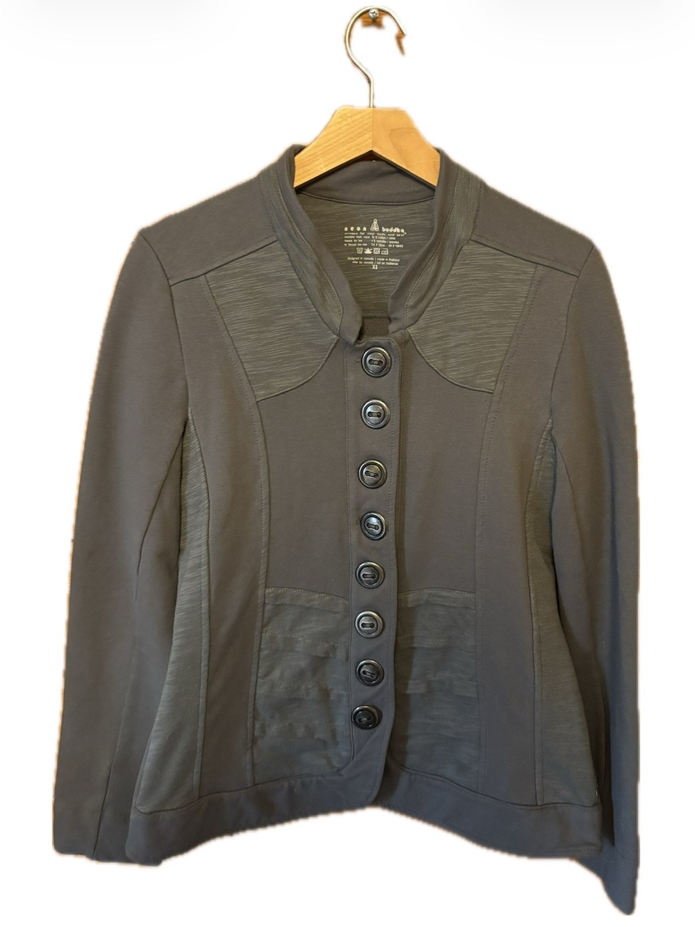 Neon Buddha Charcoal Crewneck Button-Front Sweater Jacket